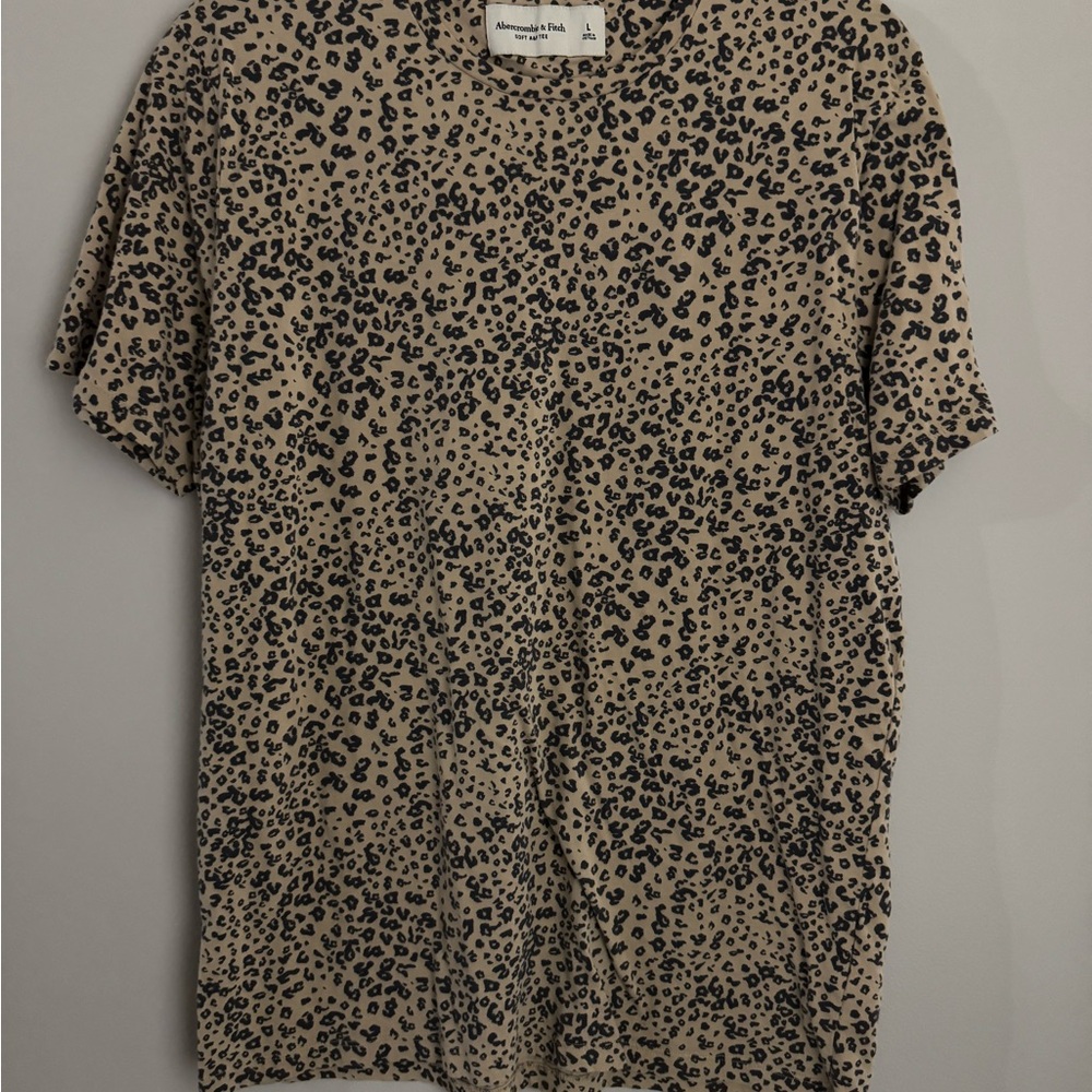 Abercrombie Tan and Black Leopard Print Tee